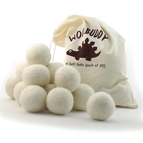 Woolbuddy Felt Balls – 20pcs Large 2.7” White Wool Pom