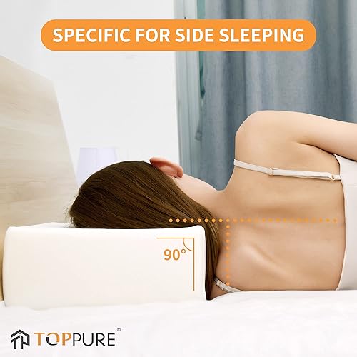 Miniatura 6 de TOPPURE Almohada cúbica de espuma viscoelástica (cubo grande de 14 x 14 x 5 pulgadas), almohadas para dormir de lado, almohada cervical para viajes,