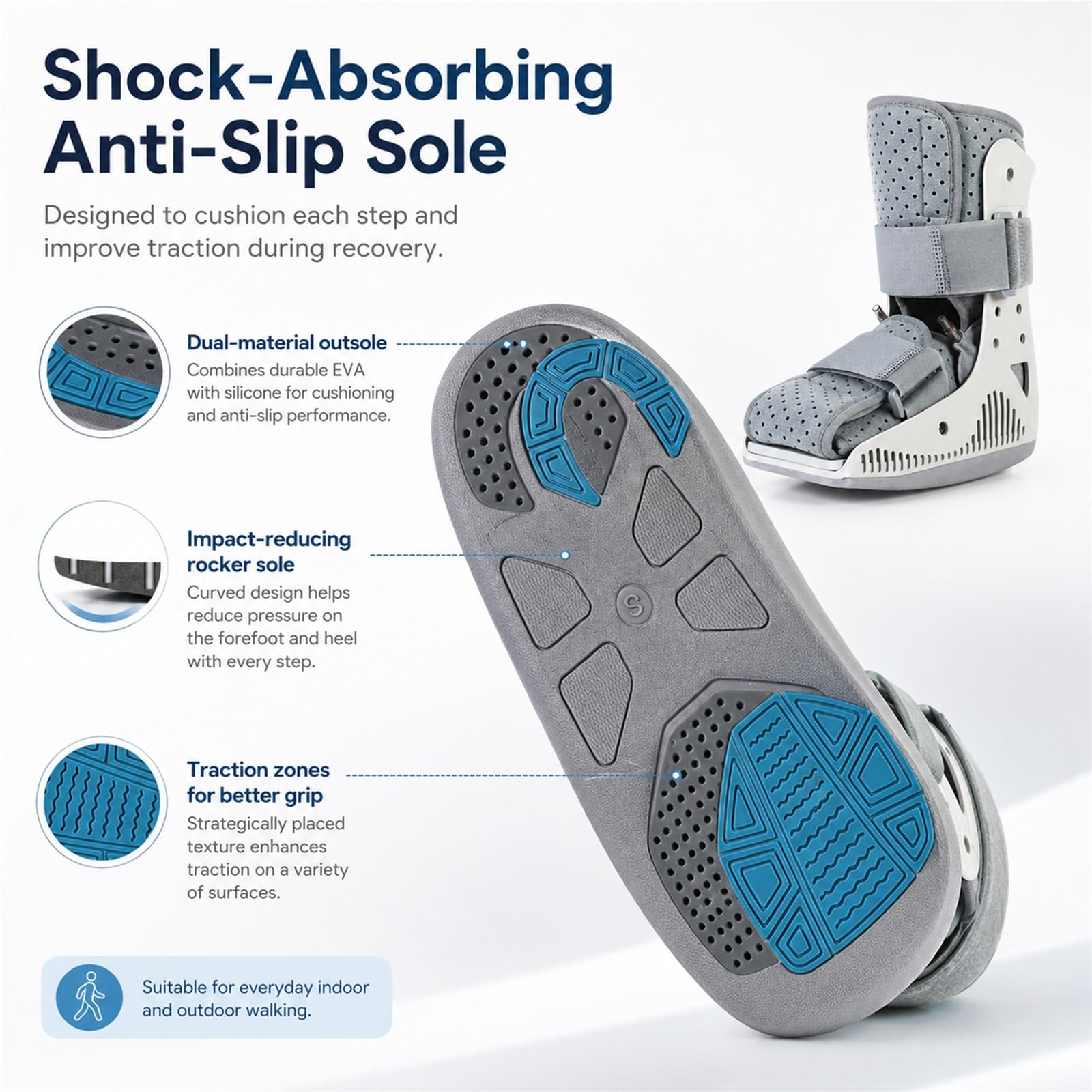 Aircast AirSelect Orteza Stopowa Walker Boot But Ortopedyczny Wysoki z Systemem Pneumatycznym Duplex na Złamania i Skręcenia Kostki Technologia SoftStrike(S)
