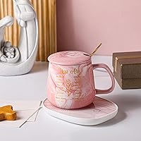 Vista 5 de Nitial Bible Verse Coffee Mug Warmer Set for Women Pink Christian Gifts Marble Mug Warming Plate Appreciation Gifts for Teacher Coworker Volunteer
