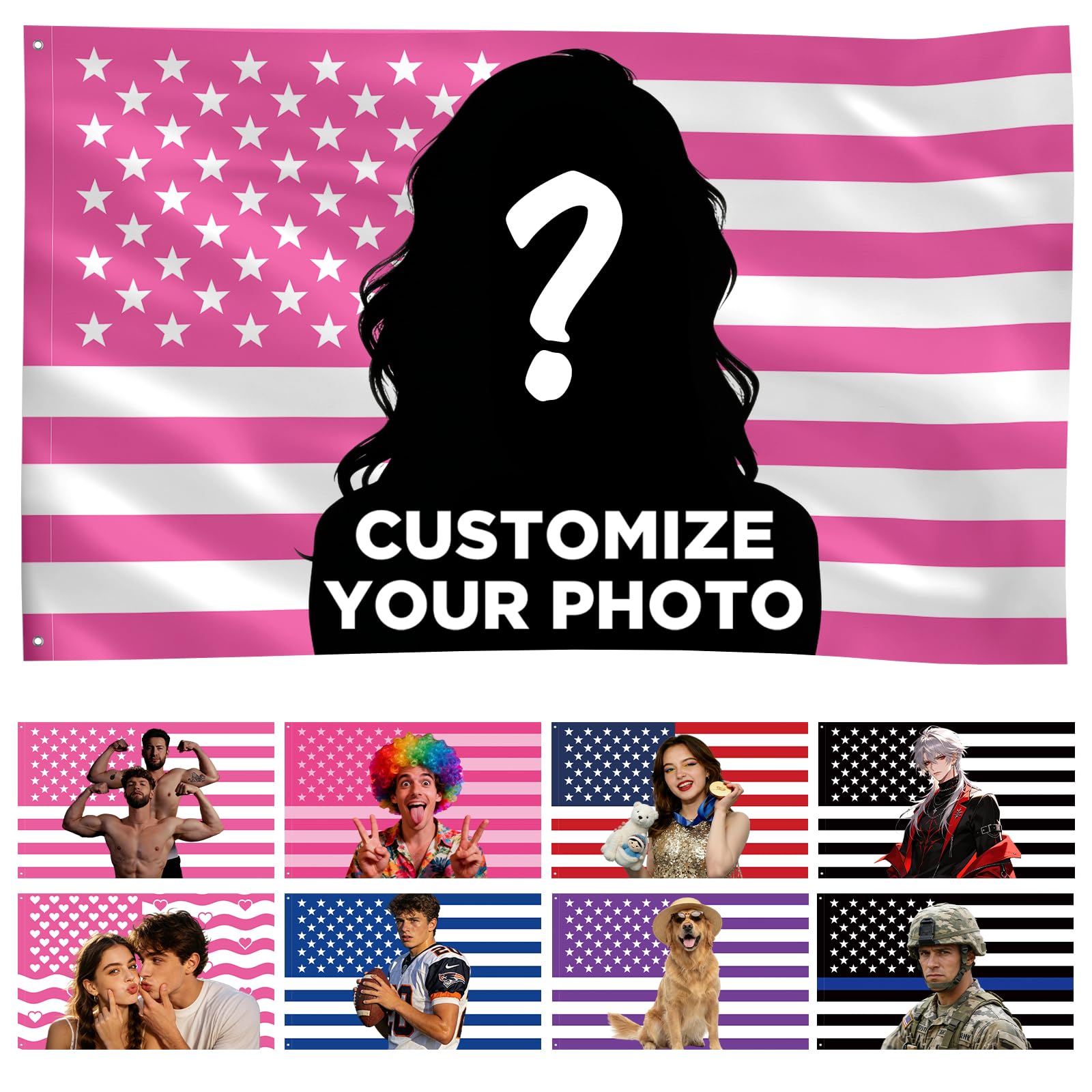 Custom Flag Personalised Pink American Flag Print Your Own Flags with Photo/Logo/Text Customised Flag Banner Tapestry for Decorate Clubs Concerts Bars College Dorm Parties Indoor Outdoor Decorations — image 1