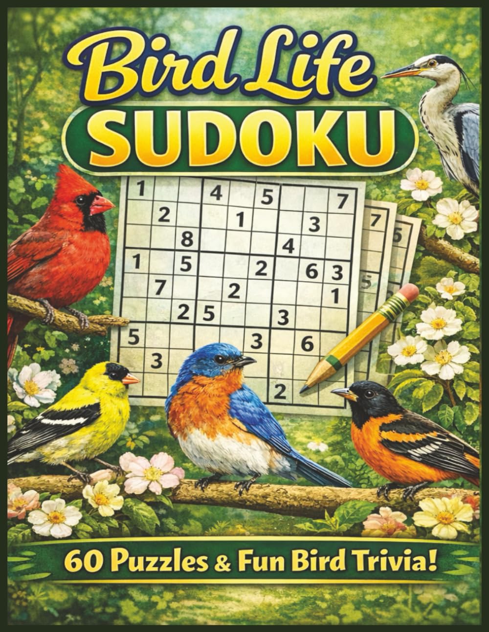 Bird Life Sudoku: 60 Large Print Sudoku Puzzles & Bird Trivia Questions | for Kids and Adults | 8.5 x 11 | Large Print | Easy to Read!