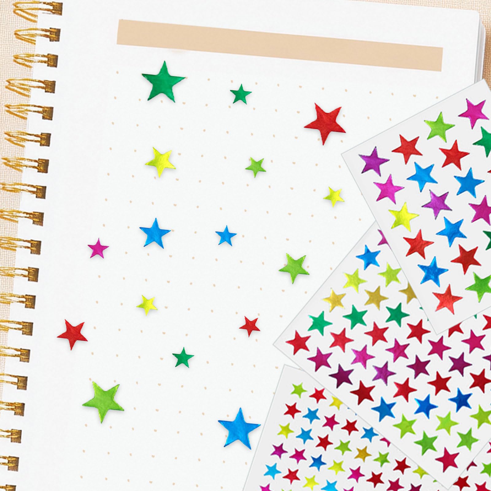 MUNSKT 2400 Pcs 3 Size Shiny Colorful Star Reward Stickers, 45 Sheets (15/Size) - Image 4