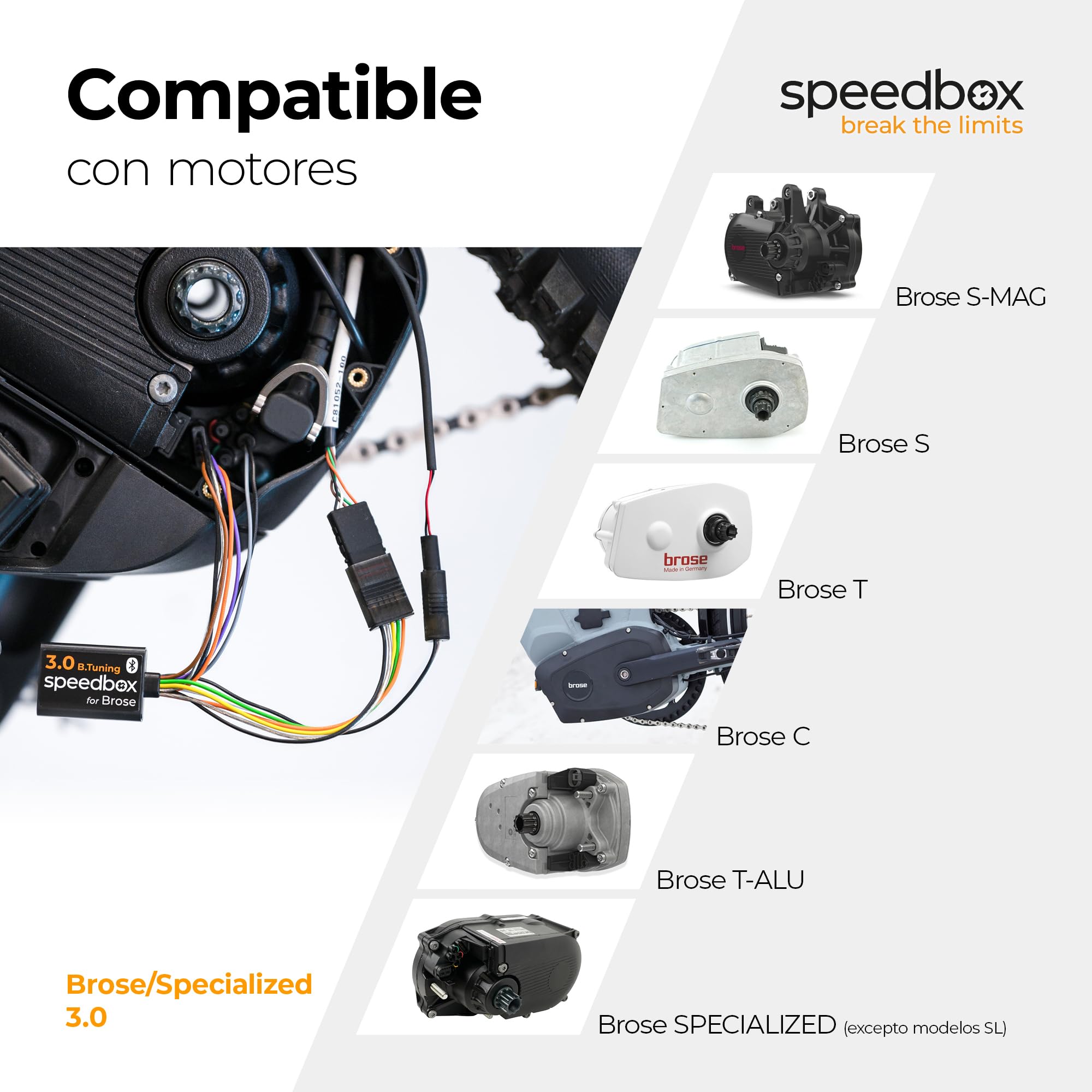 SpeedBox 3.0 B.Tuning (con Bluetooth) Compatible con Brose/Chip de Tuning para Bicicletas eléctricas con Motores Brose o Specialized/Aplicación SpeedBox