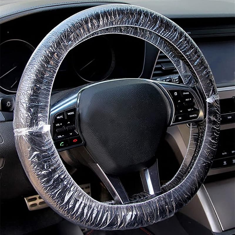 ICWEIMEI Capas Descartáveis Transparentes para Volante em Plástico com Elástico, Pacote com 500 unidades