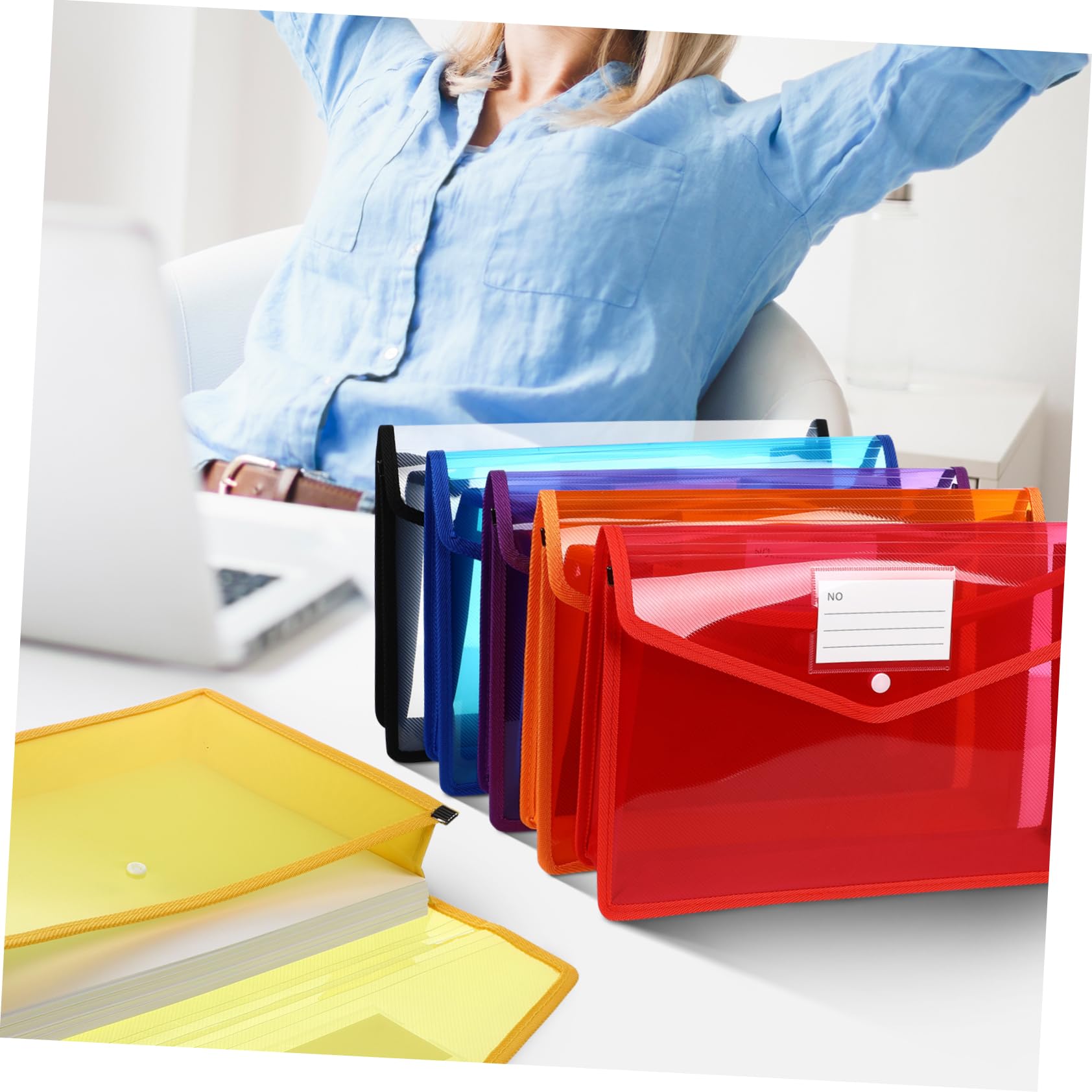 Gatuida 7pezzi Buste Trasparenti in Plastica con Bottone Formato Sacchetti per Documenti Organizer per Ufficio Scuola e Uso Domestico