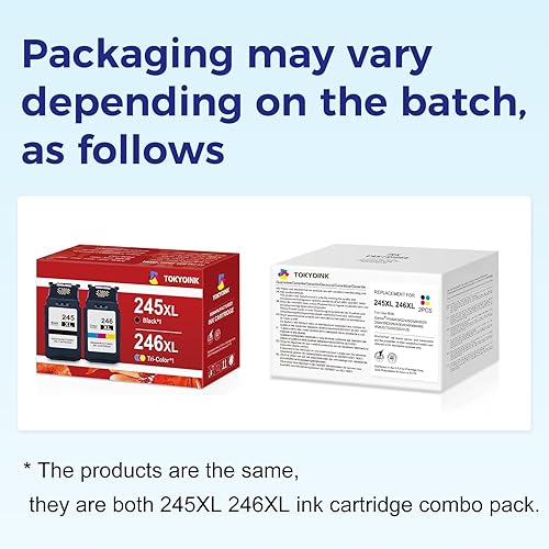 Miniatura 8 de TOKYOINK Cartucho de tinta de repuesto 245XL 246XL para Canon Ink 245 y 246 PG-245 CL-246 Pack de combo de color negro compatible para impresoras