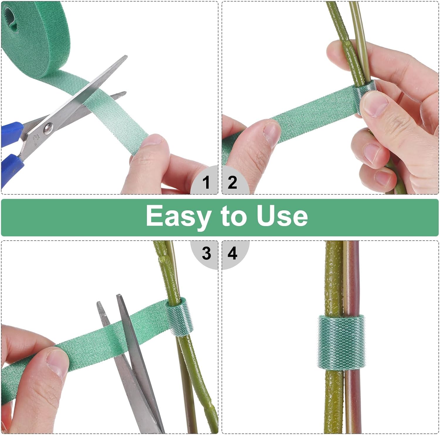 M METERXITY 1-Roll Garden Plant Tape, 33 ft x 0.5 in Garden Hook and Loop Plant Ties Multi-Purpose Use Adjustable and Reusable Twist Wire Tape for Plants/Flowers/Vines [Black] image 4