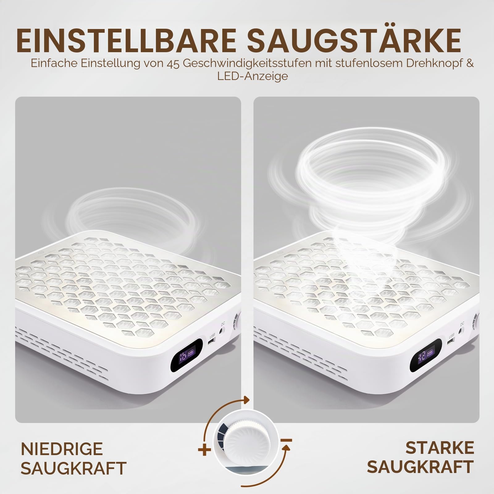 Staubabsaugung für Nägel 800PA, 5500RPM Professionell Akku-Nagelstaubsauger