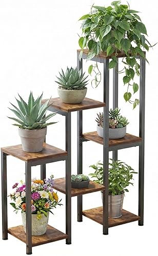 Soporte para plantas en maceta de 3 niveles y 7 para interiores, soportes para plantas de interior, estante de esquina para sala de estar, soporte
