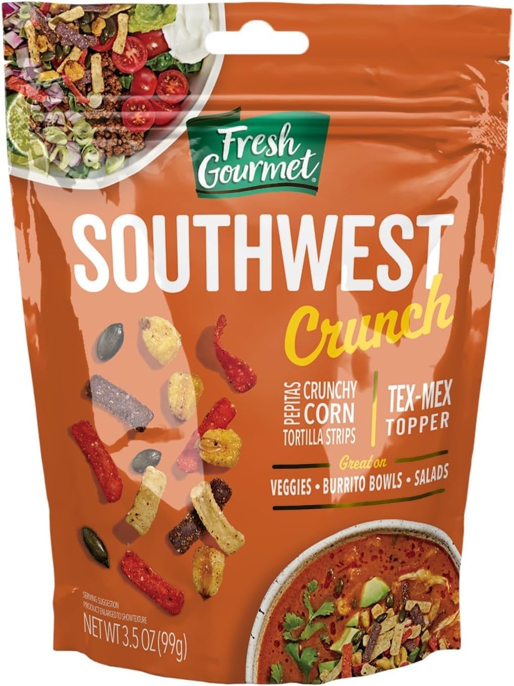 Fresh Gourmet Southwest Crunch / 3.5 Ounce (Pack of 5) / Brown Salad Toppings