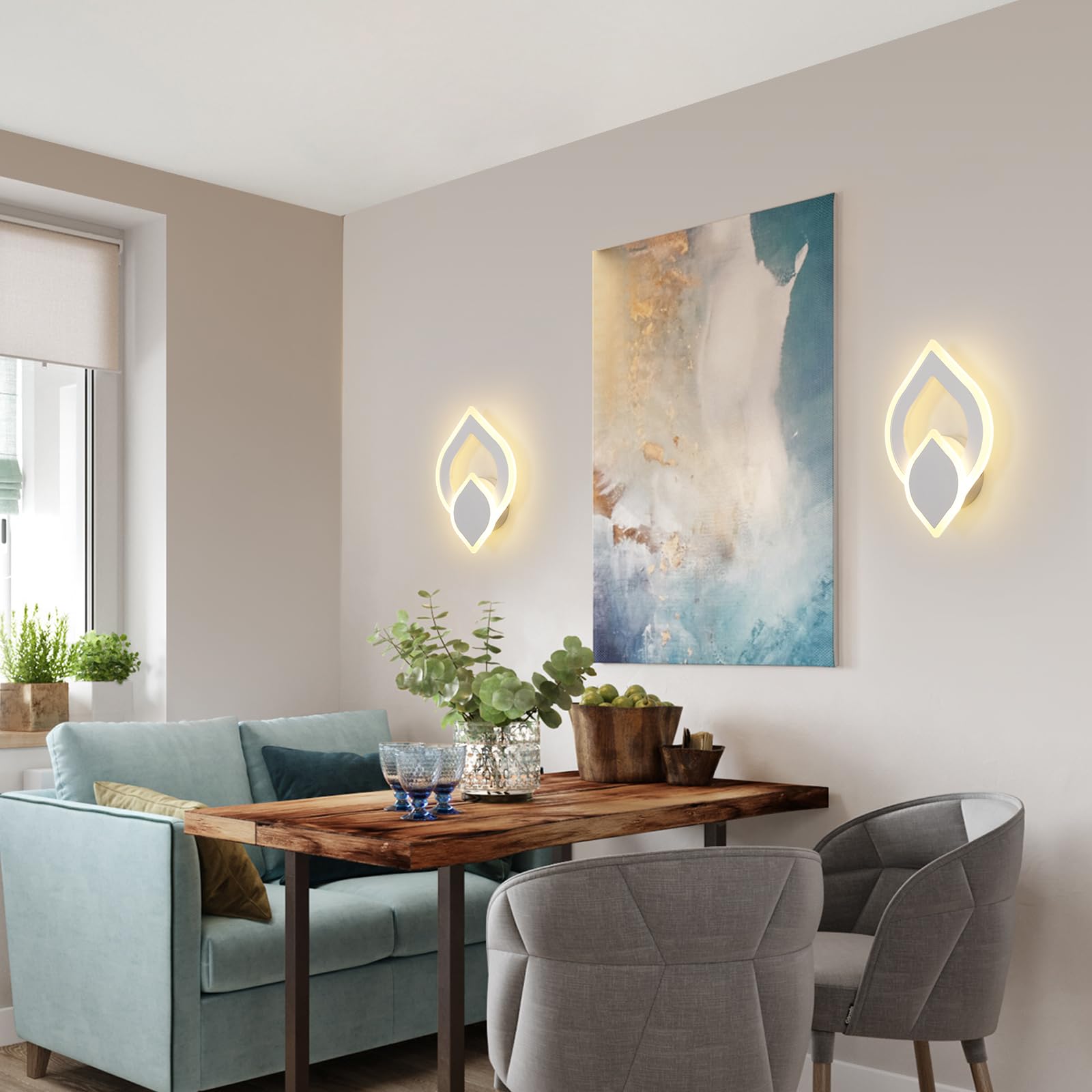 Lámpara de Pared LED 16W, Apliques de Pared LED Escaleras Interior 1800LM, Diseño Creativo Moderno Luz de Pared Acrílico para Dormitorio Salon Pasillo, Blanco Cálido 3000K, Blanco