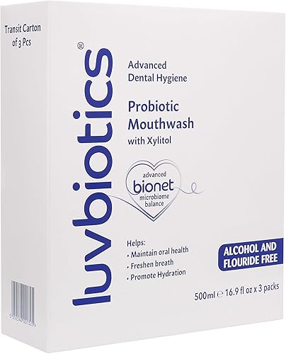 Miniatura 9 de Luv Biotics Enjuague bucal sin flúor con probióticos orales, xilitol y aloe vera -3 x 16.9 fl oz