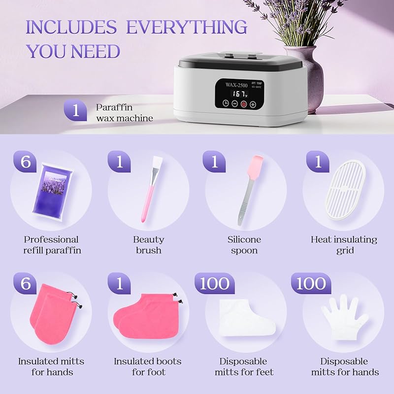 Paraffin Wax Machine for Hands and Feet–Paraffin Wax Warmer with Auto-Timer and Keep Warm Mode, Paraffin Wax Bath Moisturizing Kit for Arthritis, Skin Hydration, Relax Muscles-White