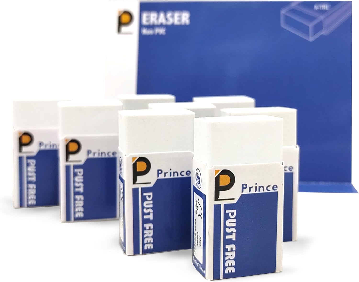 Prince 10 Pack Medium Erasers, Eco-Friendly TPE Non-PVC Smudge-Free Medium Erasers, Soft & Clean Erasing for Exams, Classwork, Pencil Sketching, Note-Taking & Office Use
