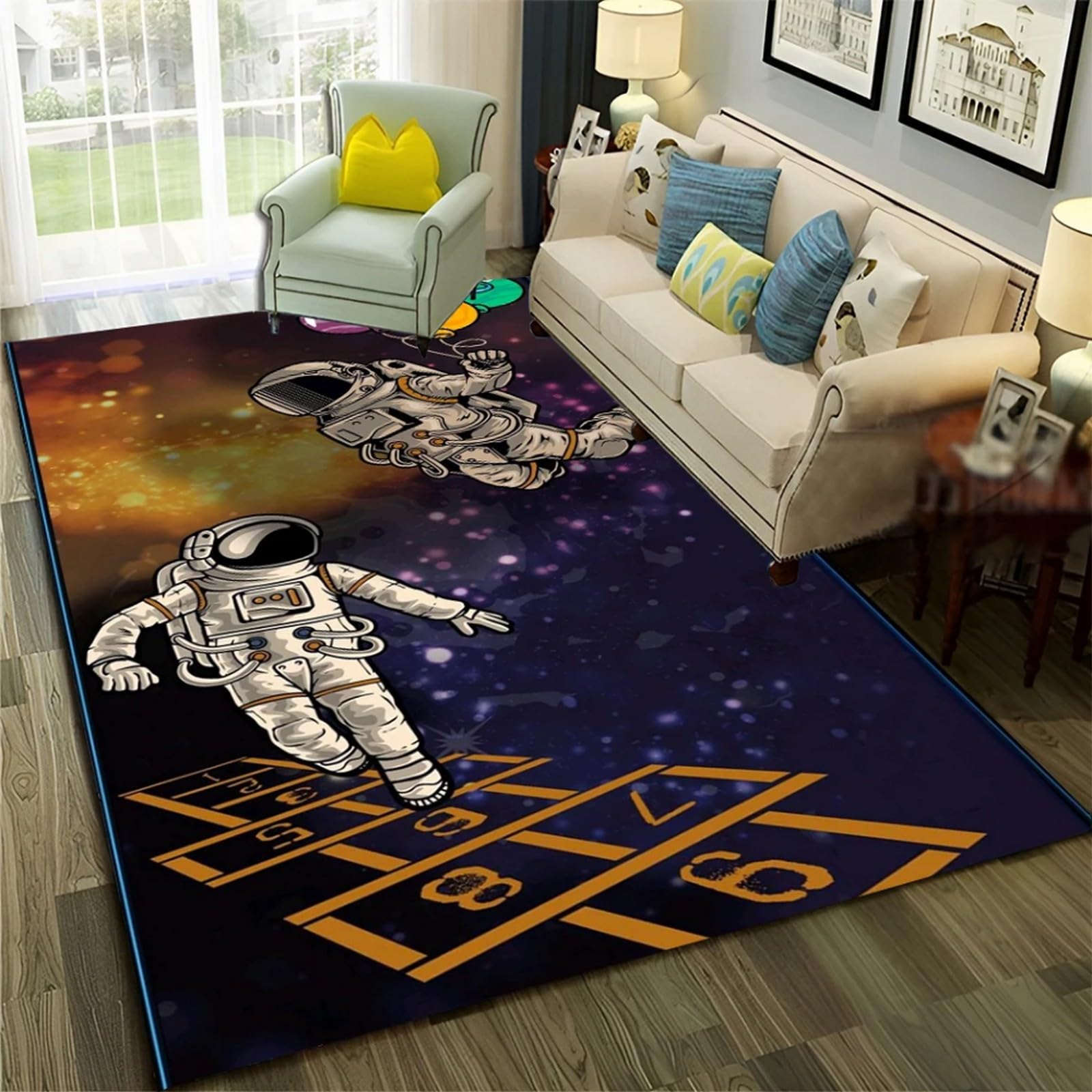 Chambre tapis salon espace pour créer une décoration galactique ludique