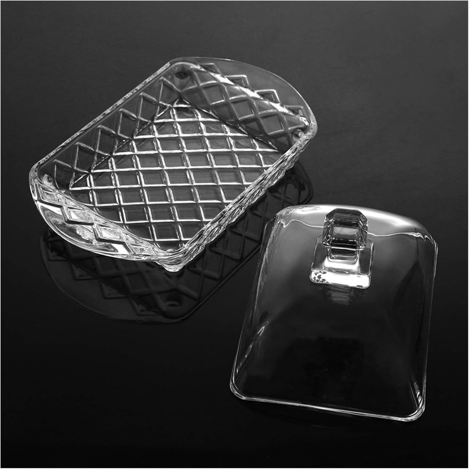 Butter Dish Glass Butter Dish with Lid,Multi-Purpose Preserving Serving Dessert Tray Bowl Home and Kitchen Glassware,6 Inch Butter Dishes (Color : 1) (Brass)