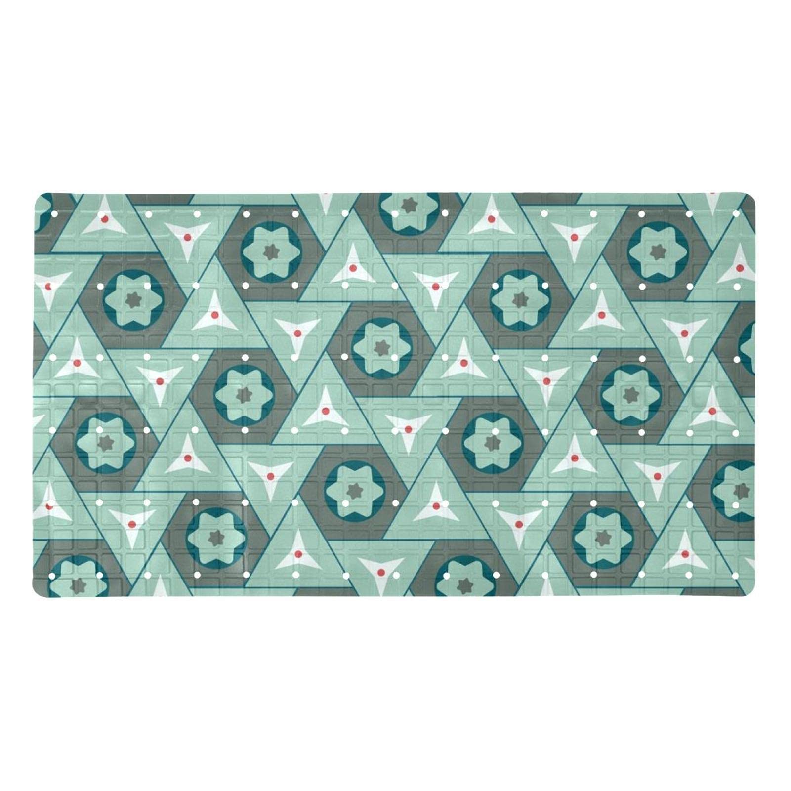 Tapis de bain antidérapant PVC bleu rectangulaire pour douche