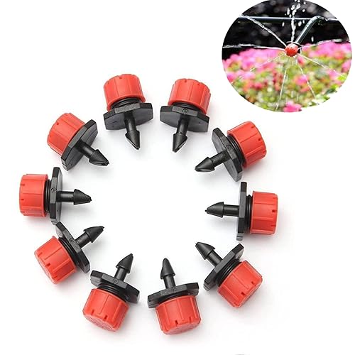 100 rociadores de riego ajustables de 360 grados, emisores de 1/4 de pulgada para sistema de riego, sistema de riego por goteo, jardines, césped