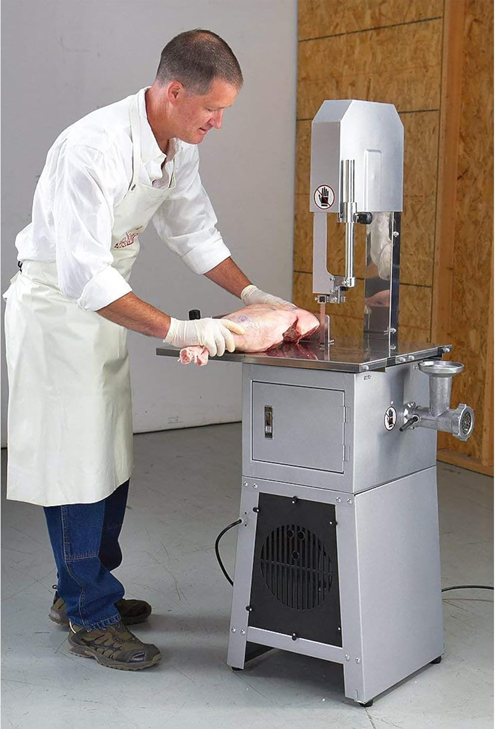 2 in 1 Bone Saw Machine with Meat Grinder Stainless Steel Bone Cutting Slicing Machine Commercial Meat Slicer Meat/Steak/Beef/Fish Cutter Slicer,Grey