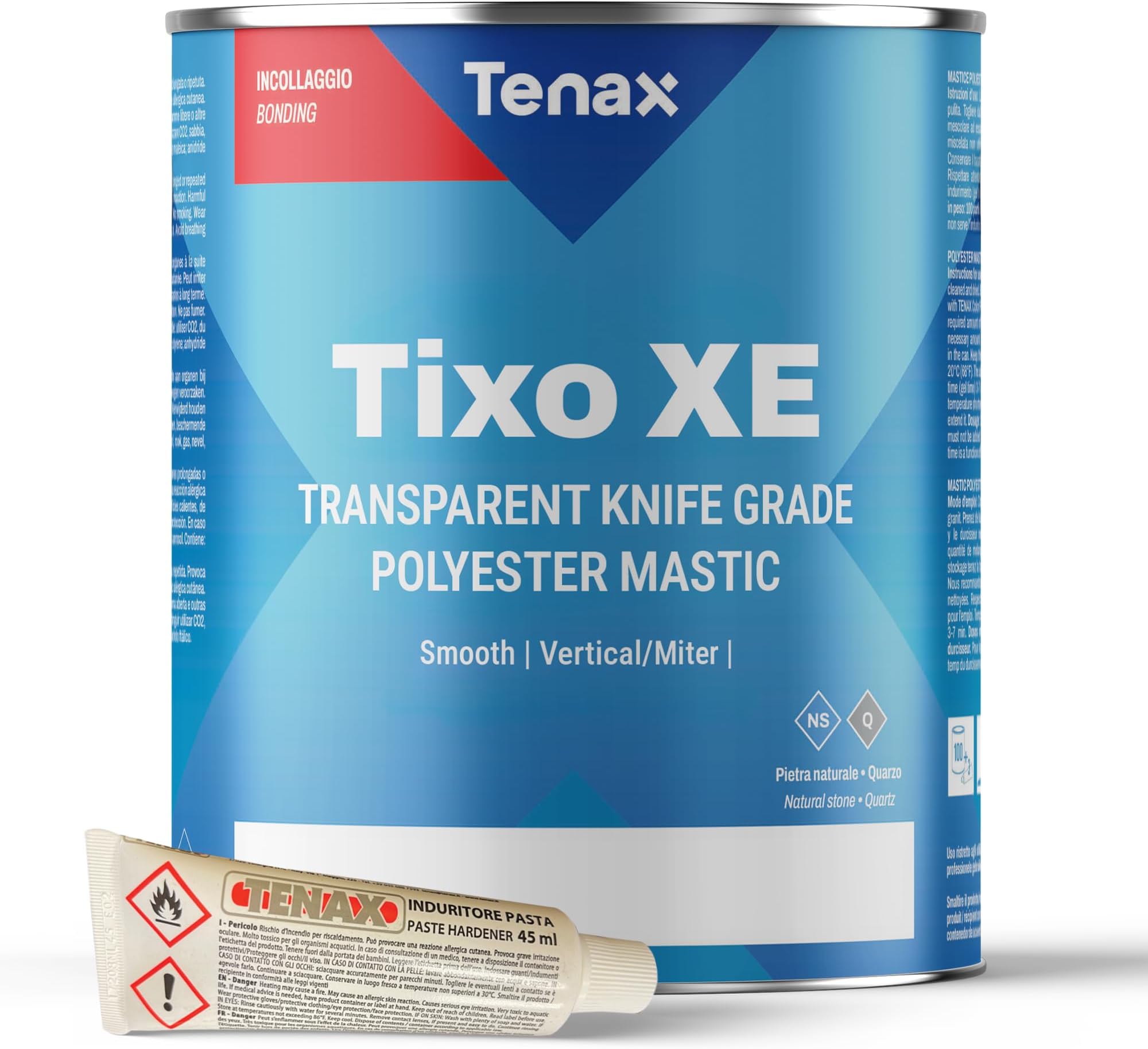 Tixo XE Transparent Polyester Mastic – Knife Grade Stone Adhesive for Granite, Marble & Natural Stone – Clear Professional Glue for Seams, Laminations, Repairs & Stone Fabrication