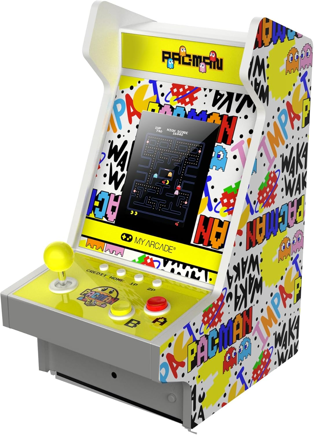 My Arcade Pac-Man 45th Anniversary Mighty Player: Pac-Man 45th Anniversary Console, Retro Games, Countertop Arcades, Illuminated Marquee, 4 Games in 1,Rechargeable Battery