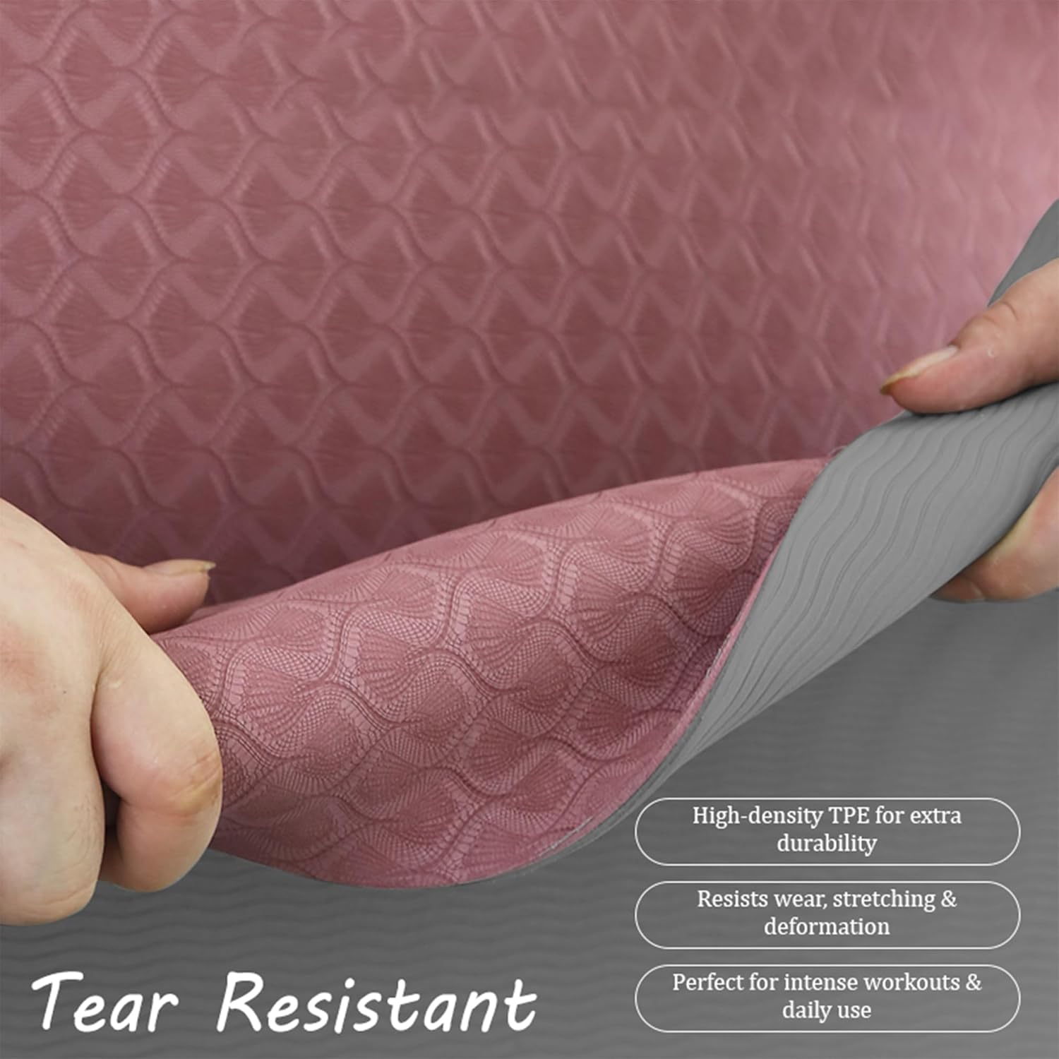 Eco-Friendly TPE Yoga Mat - 183x61x0.8 cm, Non-Slip, Lightweight, and Tear-Resistant for Yoga, Pilates, and Fitness | 4 Colors, Patterned & Non-Patterned Options