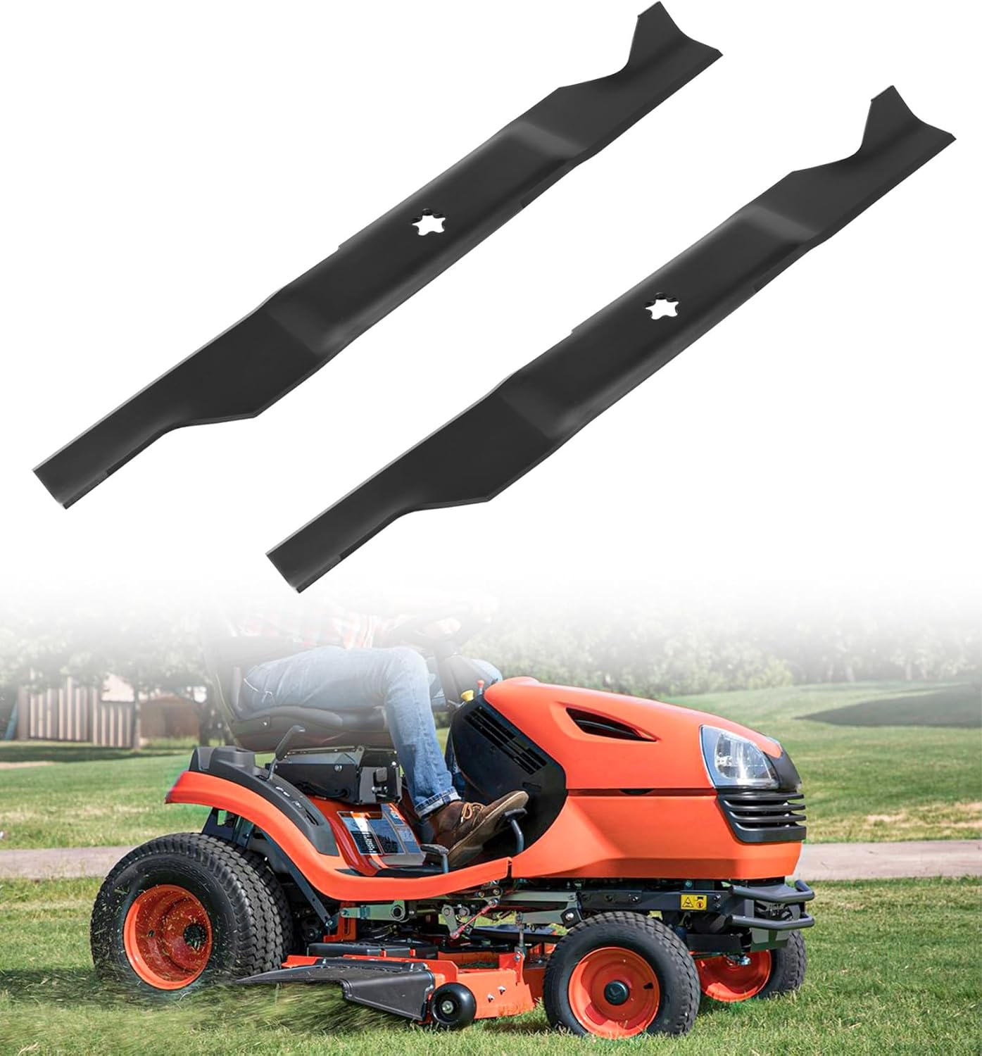 ELITEWILL 405380 2pcs Lawn Mower Blades Mulching Blade Fit for Most 46 Inch Craftsman Husqvarna Poulan Lawn Mower Parts Replaces OEM#: 405380,532405380,PP21011,Black
