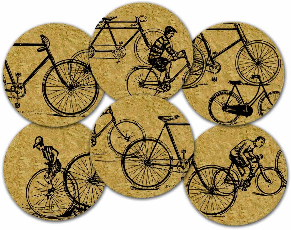 Corkology Antique Bicycles Coaster Set, Cork Coasters