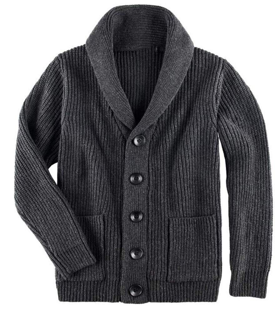 keepmore Mens Classic Buttons Vintage Plain Knitted Grandad Cardigan Jumper Shawl Neck V Neck Cardigan