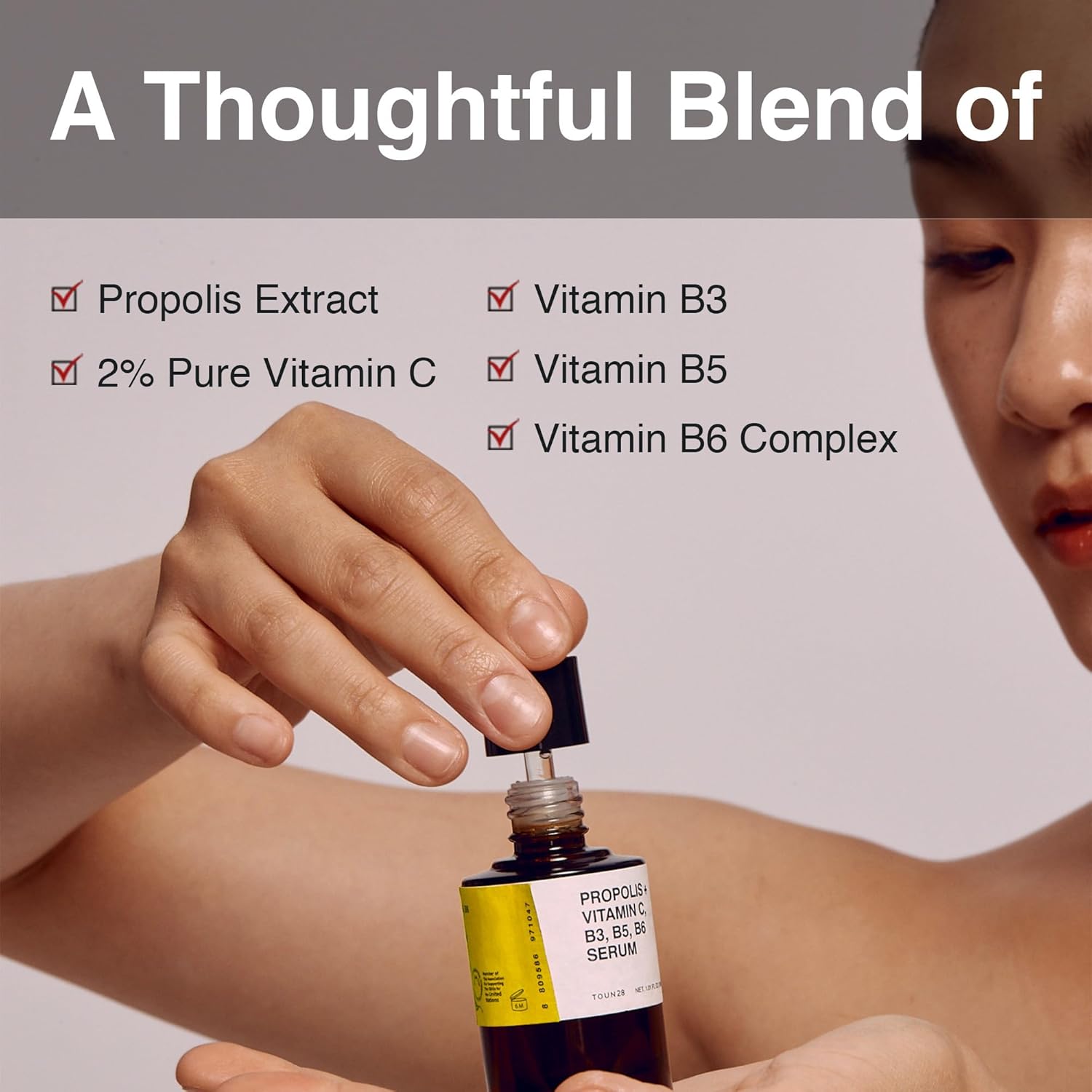 TOUN28 Propolis Vitamin C B3 B5 B6 Serum 1.01 fl.oz / 30ml | Nutrient Face Serum for Dry and Tired Skin | With Propolis and Pure Vitamin C | Allergen-free and Cruelty-free - Image 2
