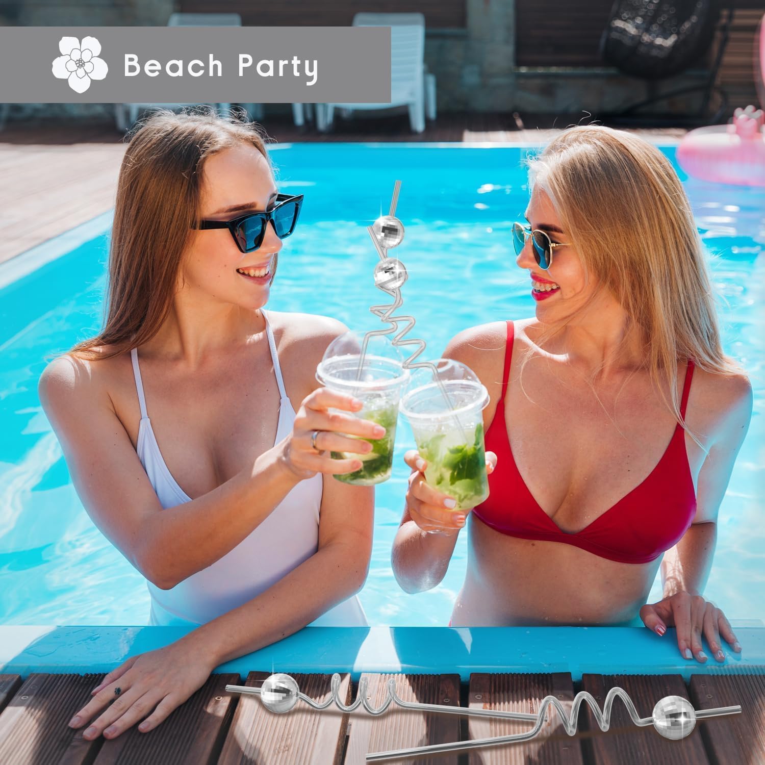 16PCS Disco Party Decorations, Mini Disco Ball Decor Reusable Straw, 70s Disco Ball Straws for Bachelorette Party Decorations Birthday Supplies (Silver) - Image 7