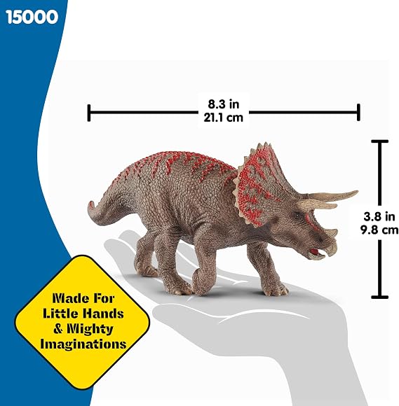 Schleich Dinosaurs - 4 Realistic Triceratops Dinosaur Figure - Educational Jurassic Dino Toy Figurine for Boys and Girls - Durable Montessori Educational Animal Toy for Kids Ages 4+ | 15000