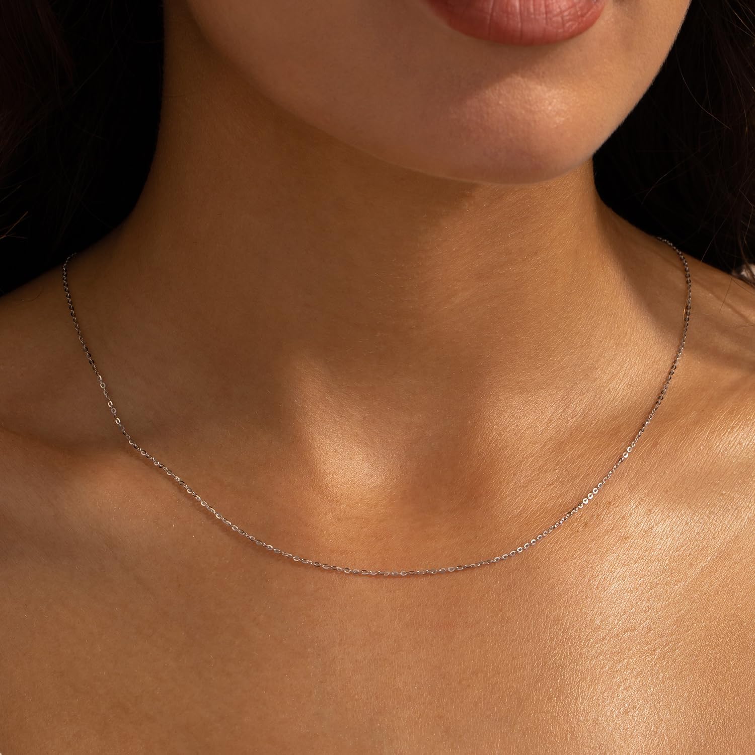 18k Gold Vermeil 925 Sterling Silver Chain Necklace for Women 1.2mm Cable Chain Dainty Sturdy Women's Chain Necklaces 14/16/18/20/22/24/26 Inches Adjustable Tail Chain Hypoallergenic
