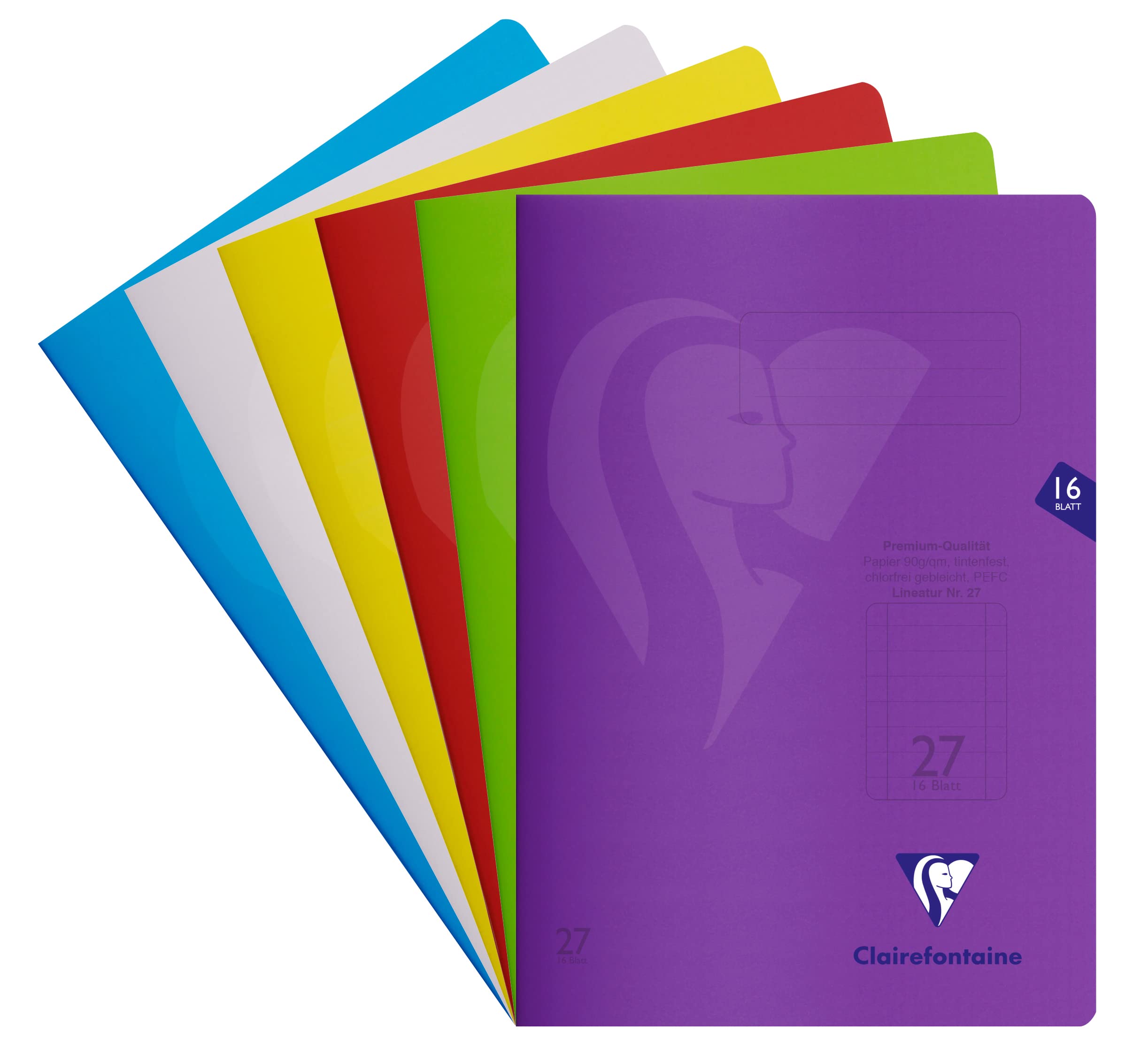 Clairefontaine 303227C - Pack of 25 S'coolbook Notebooks, Ideal for School, DIN A4, 32 pages, 90g, Line Ruled with Margin, PP Cover, Assorted Colours, 1 Pack