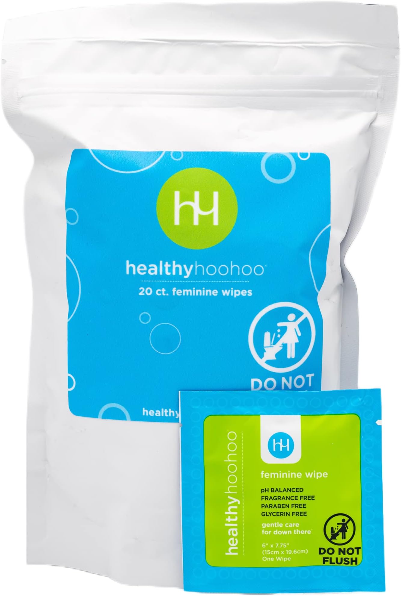 Individually Wrapped Feminine Wipes - Biodegradable, Gentle, All Natural (20 Pack)