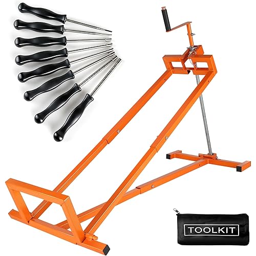 Riding Lawn Mower Lift Jack Combo: 880-pound Telescopic Lifter with Hand Crank & Electric Handle and a Tool kit