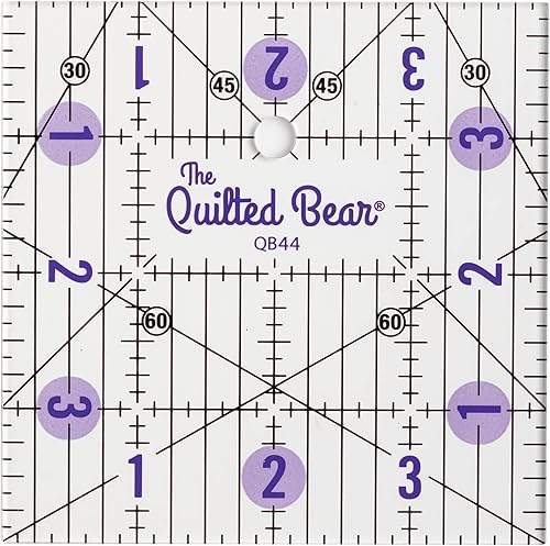 Miniatura 4 de The Quilted Bear Alfombrilla de corte giratoria de 360 de 12 x 12 pulgadas con regla antideslizante transparente de 4.5 x 4.5 pulgadas y cortador