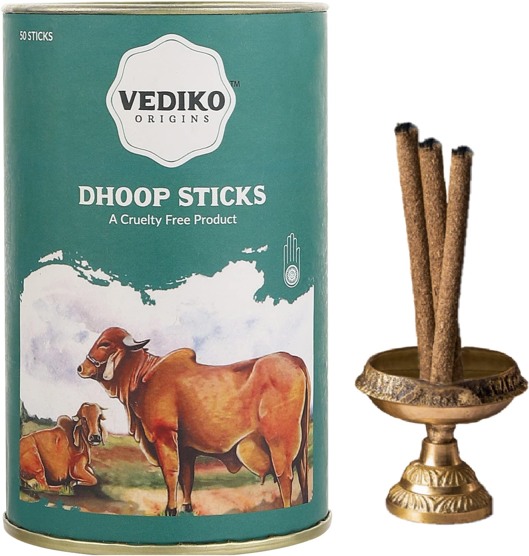 Vediko Origins Dhoop Sticks for Pooja & Home | Made with Ghee, Chandan & Ayurvedic Herbs | Long Lasting | No Artificial Fragrance | Spiritual or Meditational Purpose | Pack of 1 (50 Sticks)