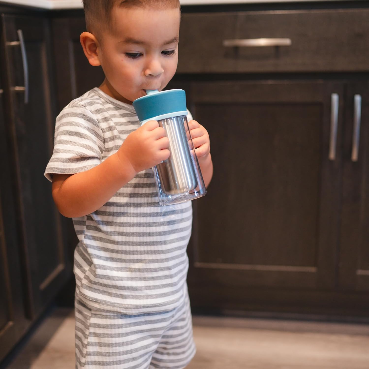 The First Years CoolCore Insulated Toddler Straw Cup - Transitional Toddler Trainer Cup Converts to Water Bottle with Spill Proof Lid - 8 Ounces - Ages 12 Months and Up