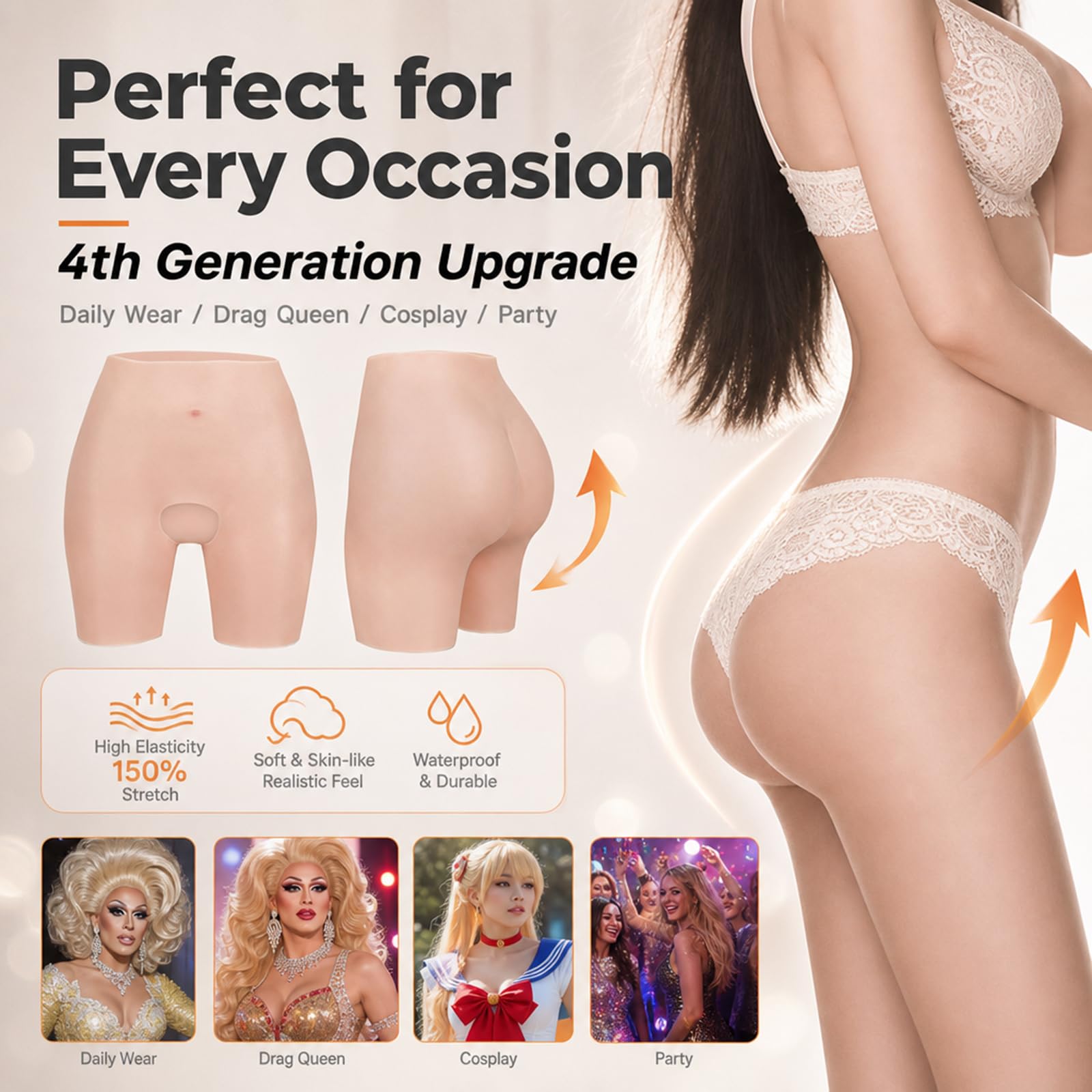 Braguitas de Silicona para realzar los glúteos, Faja Moldeadora con Abertura en la Entrepierna para Levantar Las Caderas, para Mujeres, travestis y Drag Queens