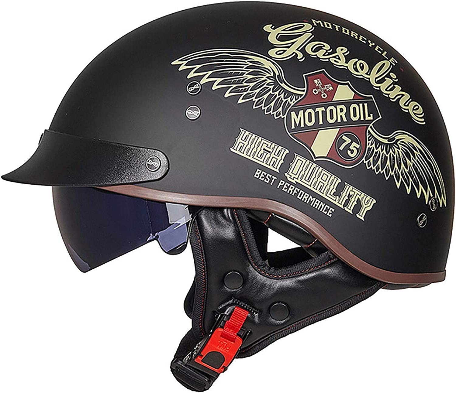 Casque de moto demi-casque en plastique ABS adulte pour scooter et vélo taille M 55-56cm