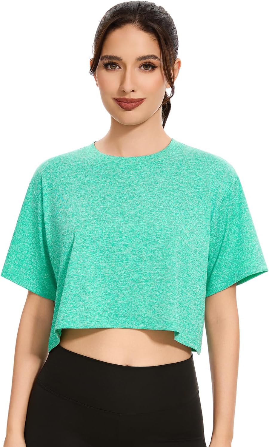 Cosy Pyro 5-Pack Women's Dry Fit Crop T-Shirts Short Sleeve Solid Cropped Athletic Top Crew Neck Casual Workout Yoga Tees - Image 2