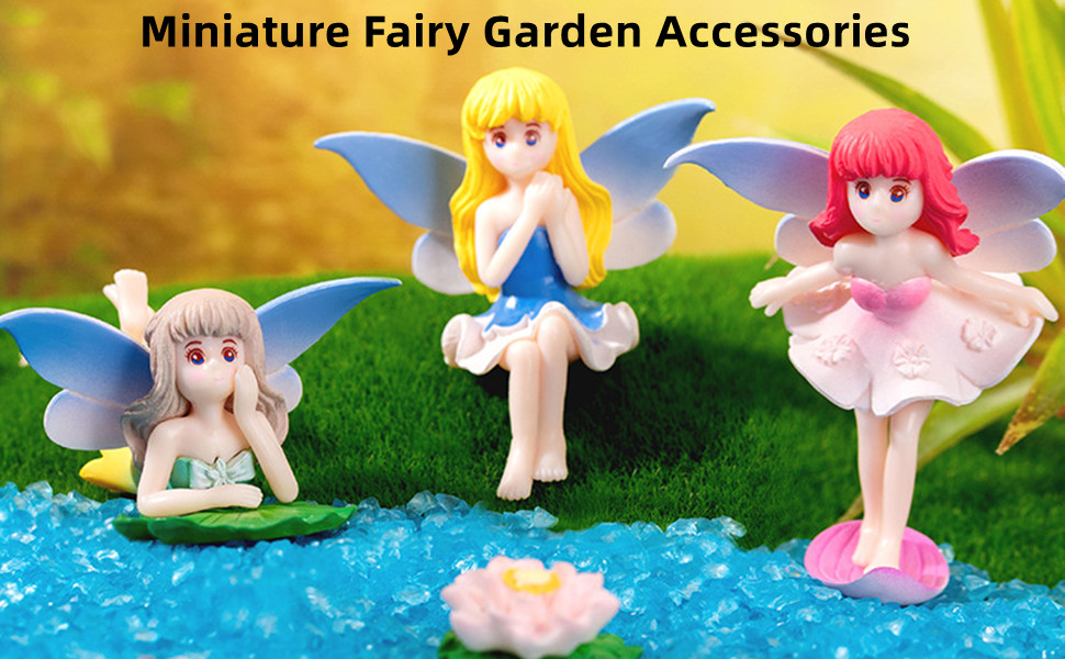 ONEST 4-Piece Miniature Fairy Garden Figurines – Hand-Painted Resin Fairies For Decor & DIY
