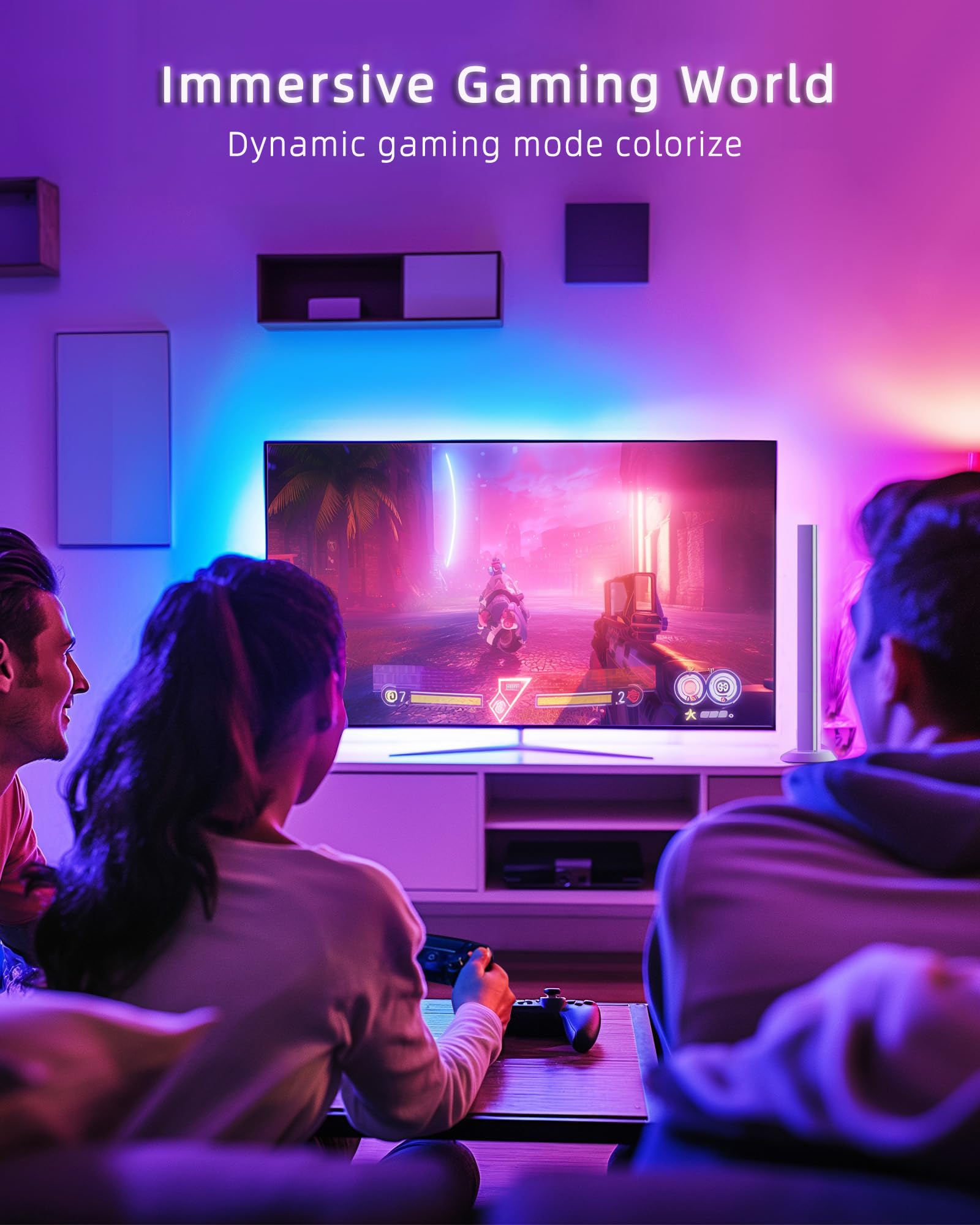 Barra de luz LED inteligente, luz de fondo de TV, barra de luz RGB para habitación con 16 millones de colores, luces de juego que se sincronizan con música, control de aplicación de iluminación