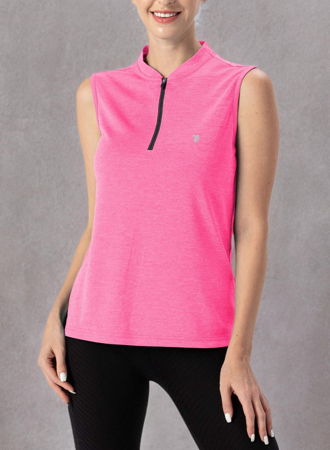 TBMPOY Women's Sleeveless Golf Polo Shirts UPF 50+ Tennis Tank Tops Quick Dry Zip Up - Image 7