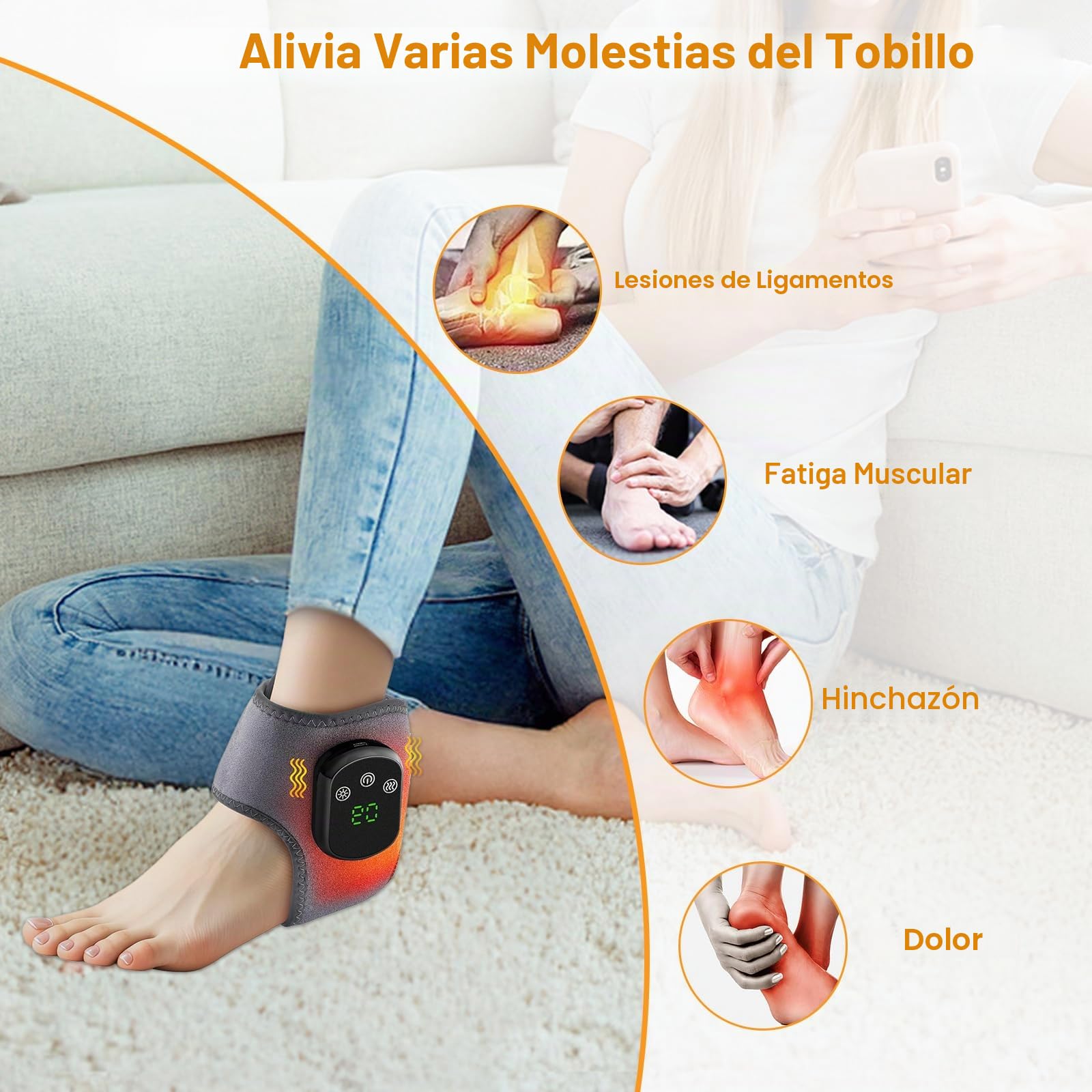 JIMACRO 2 pcs Masajeador de Pies, Masajeador Pies Electrico, Foot Massager Para Tobillo, Talón, Planta del Pie, Arco