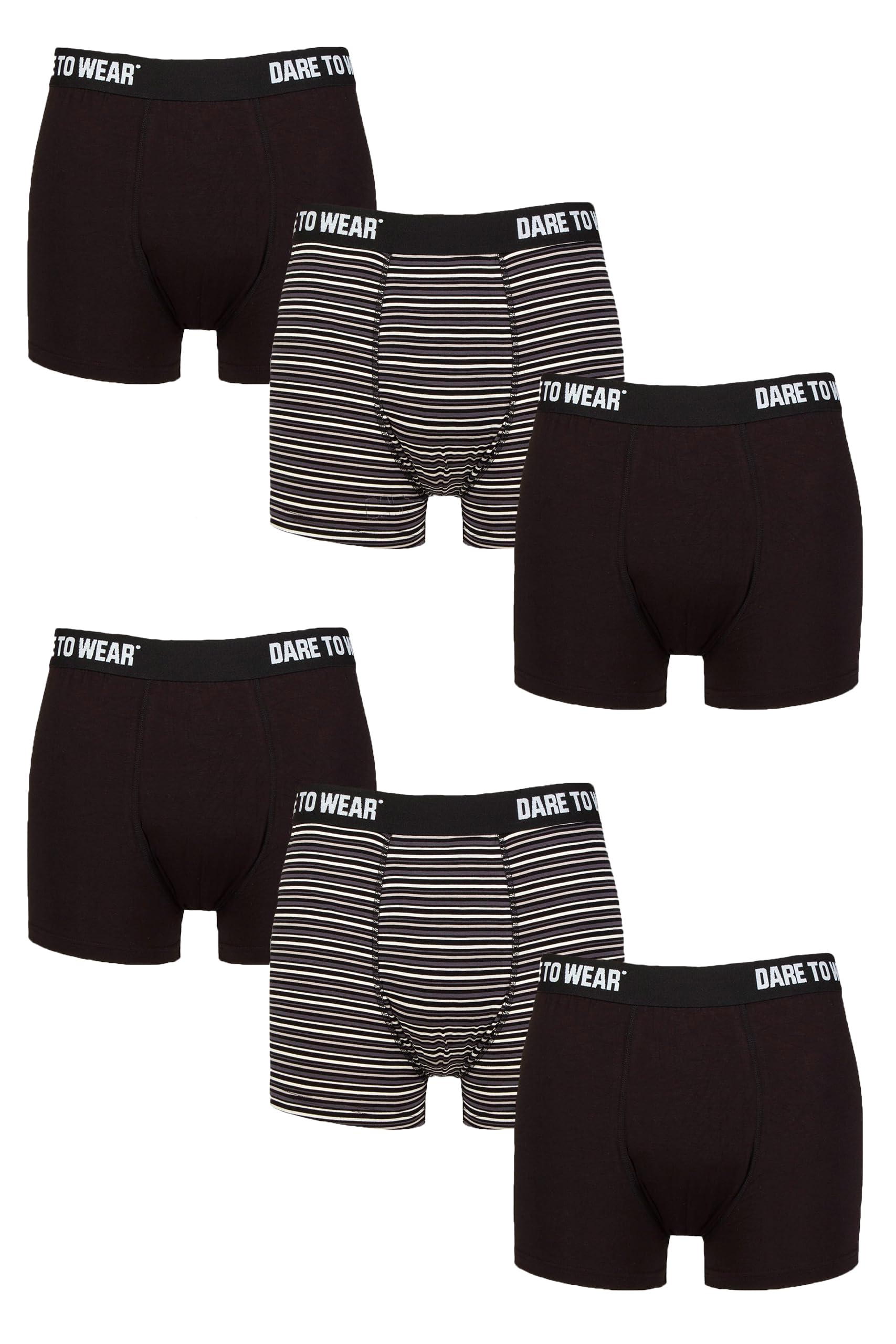 SockShop Dare to Wear Trunks - Mens Bamboo Plain and Striped Patterned Underwear in a 6 Pair Multipack (UK, Alpha, M, Regular, Regular, Black Charcoal)