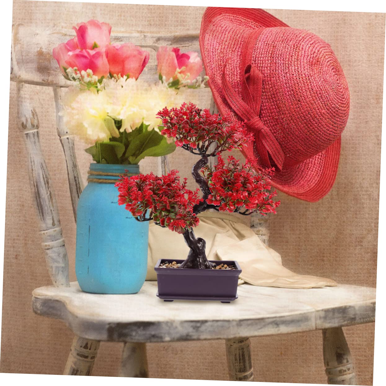 2pezzi Piante Grasse Finte Decorative Vaso Bonsai Simulato Per Decorazioni Da Stile Elegante e Moderno Facile Manutenzione e Rinnovo Degli Ambienti Adatto Per Casa e Ufficio