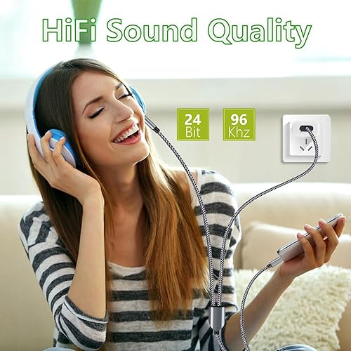 Miniatura 7 de Cable de audio auxiliar USB C a 0.138 in con carga, USB C 2 en 1 a 0.138 in, cable de audio para auriculares estéreo de automóvil con carga PD de 18